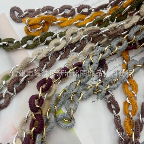 手工棉线编织链条铝链毛线手钩西装口袋饰品铭图工厂批发抖音爆款