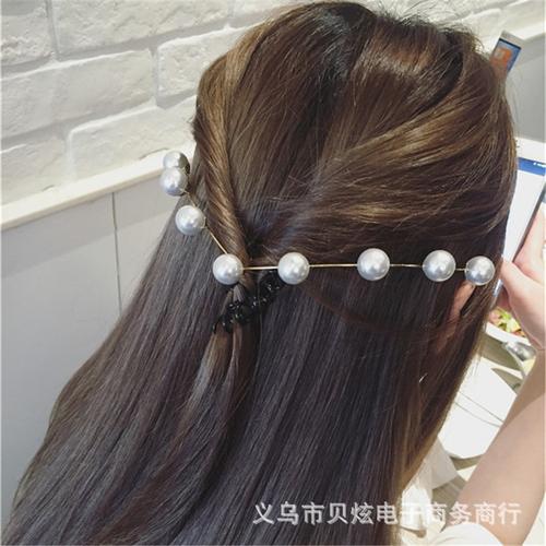 韩国东大门时尚珍珠后置细发带头箍发箍韩版发饰头饰品美发盘发器